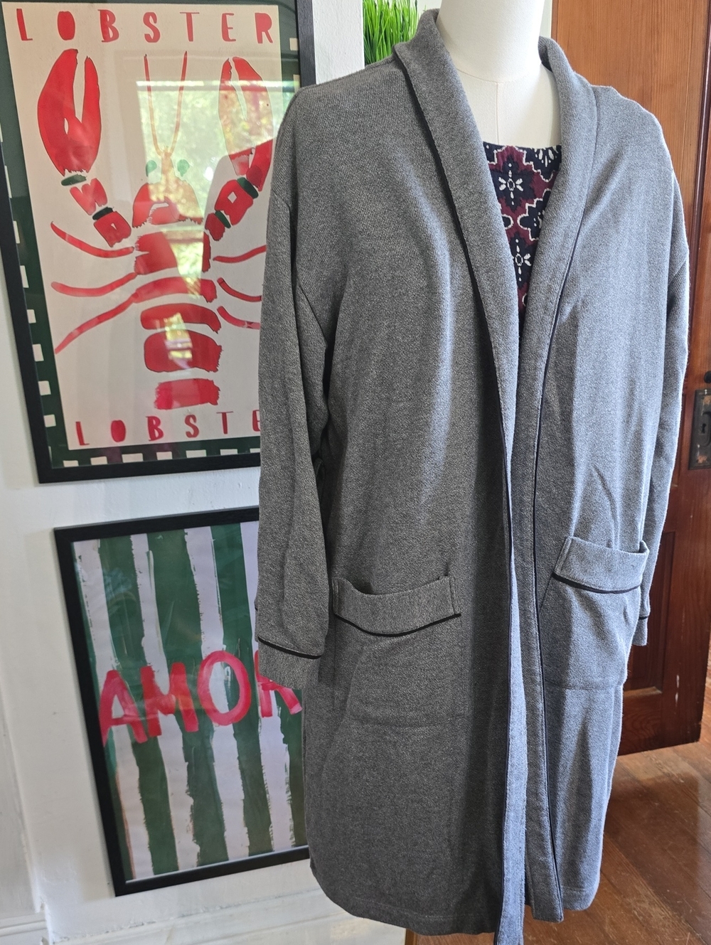 Cosabella Gray Shawl Collar Women's Sweater Robe